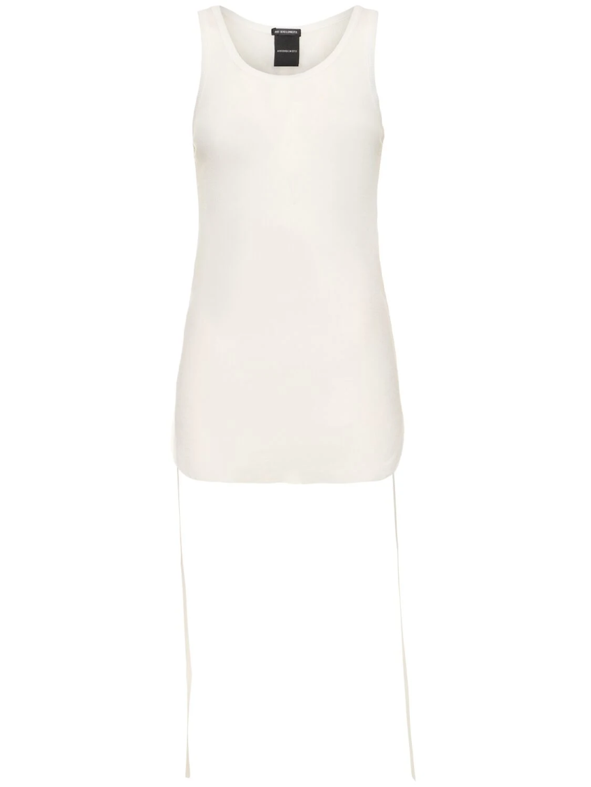 Ann Demeulemeester Cropped Tank Top Light Cotton Rib In White