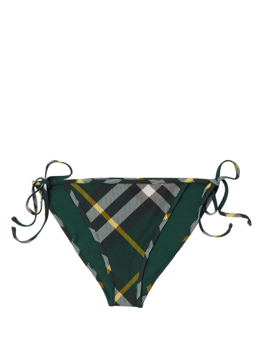 Shop Burberry Dark Green Checked Bikini Briefs