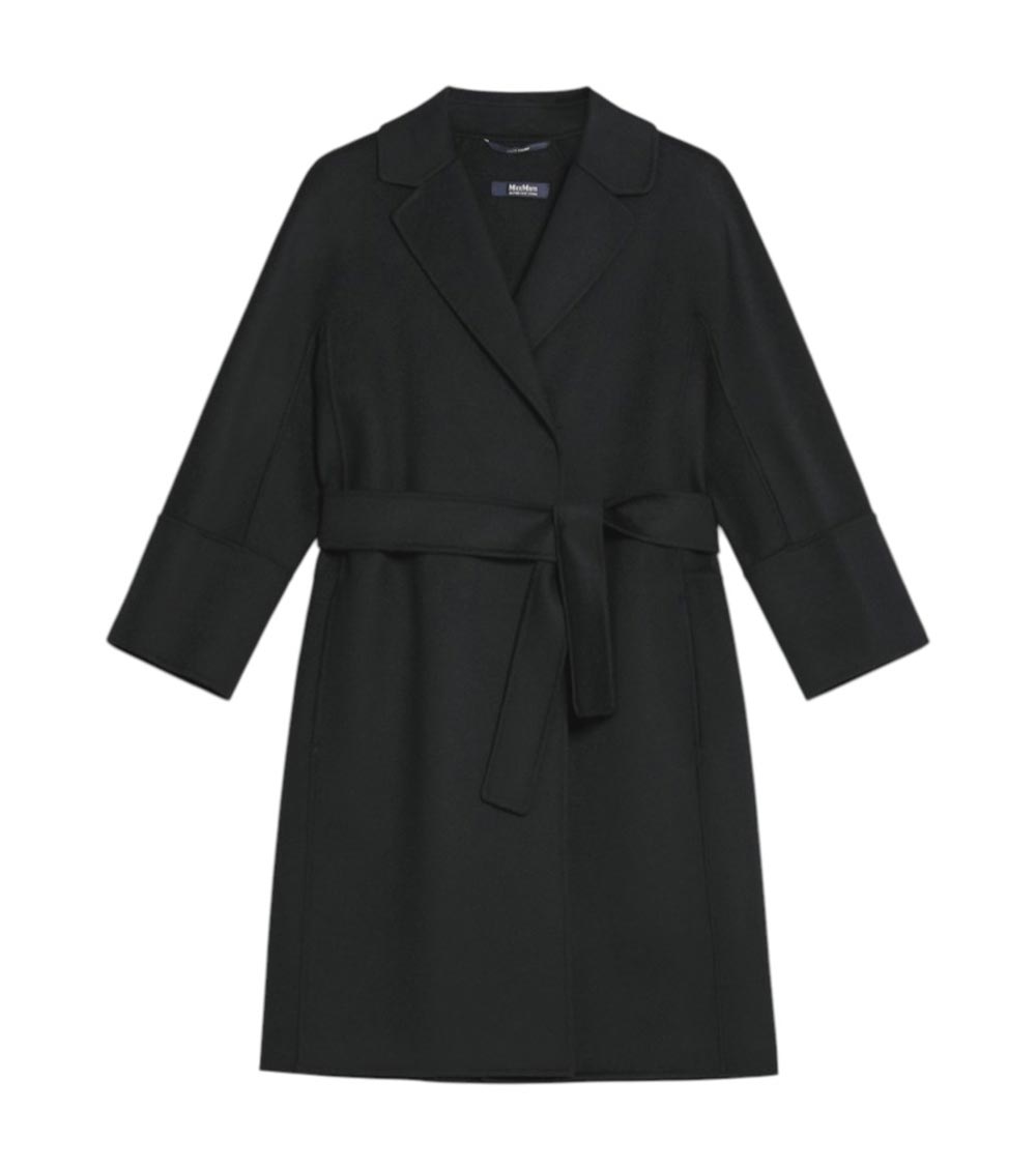Max Mara Black Arona Double-faced Short Wool Coat In Black