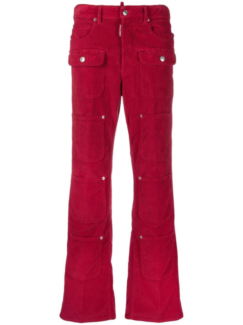 Dsquared2 Red Corduroy Straight-leg Jeans In Red
