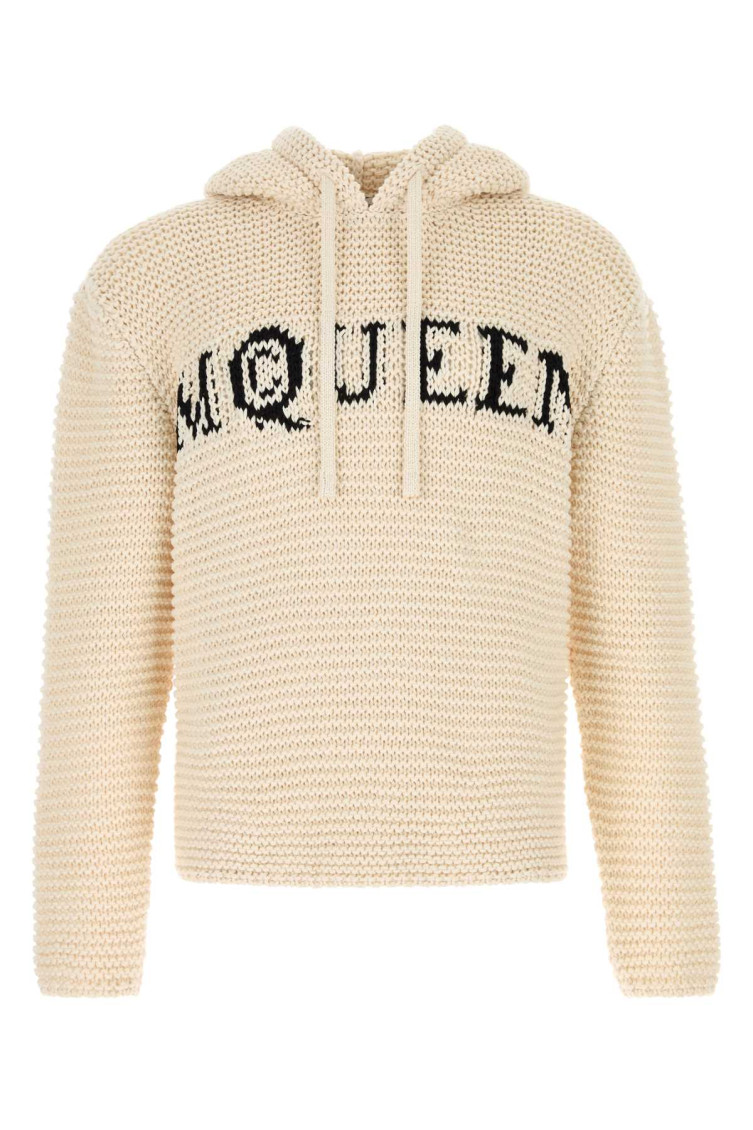 Alexander Mcqueen Mcqueen Inlaid Logo Hoodie In White