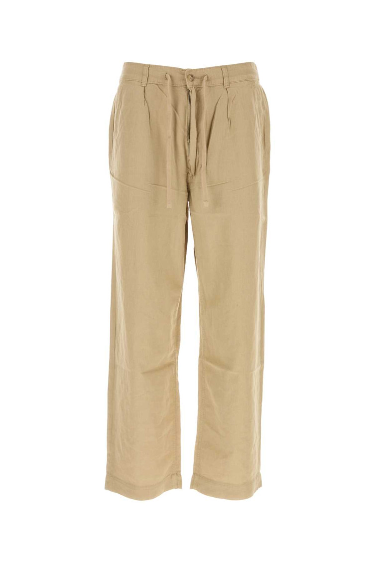 Ralph Lauren Beige Linen-blend Trousers In Beige