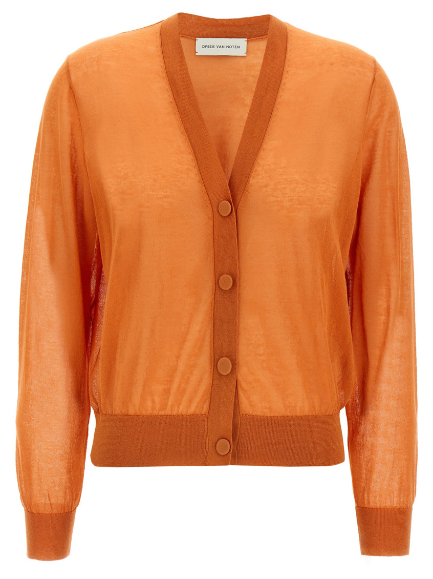 Dries Van Noten Long-sleeved Cardigan In Orange