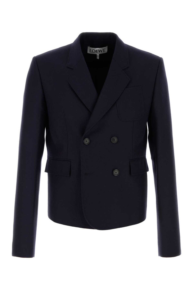 Loewe Giacca In Lana Blu Navy Uomo In Navy Blue