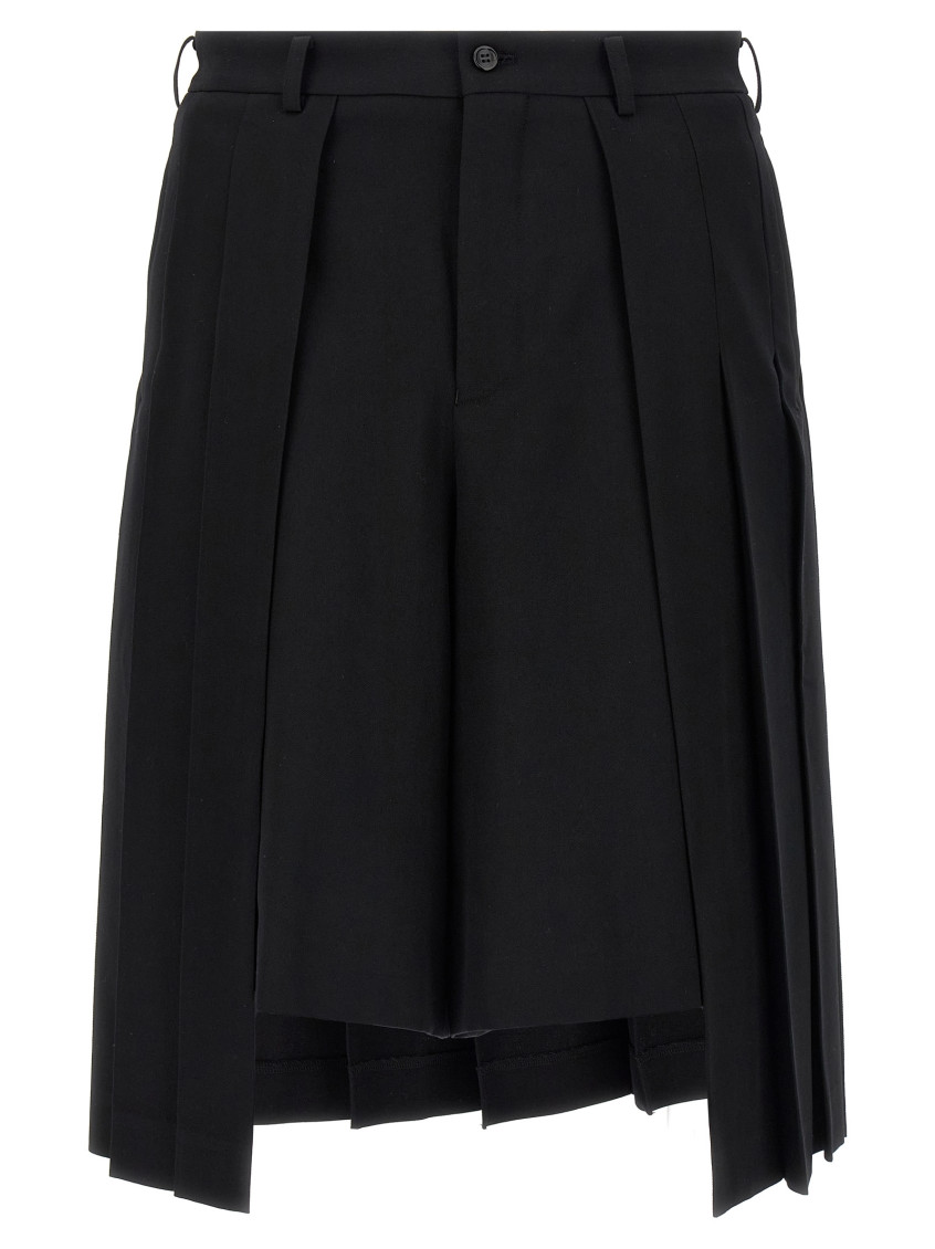 Comme Des Garçons Bermuda Shorts With Pleated Design And Pockets In Black