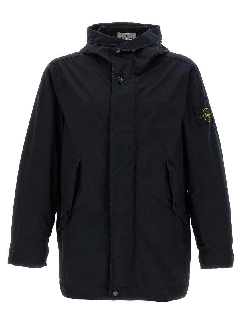 Stone Island Light Compact Touch Poly-tc Casual Jackets And Parka Blue In Blue