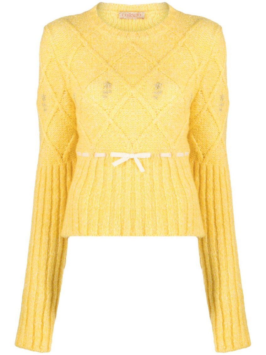 Shop Cormio Yellow Interwoven-design Sweater