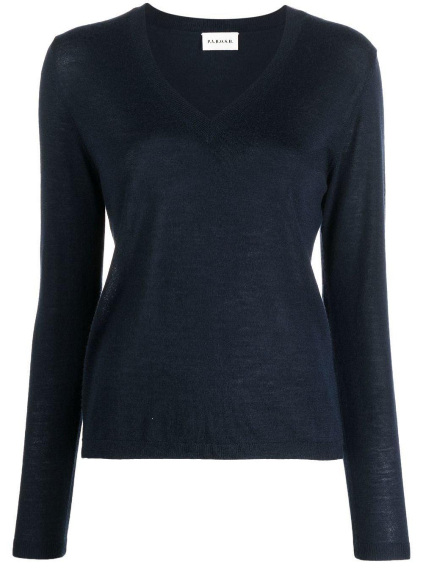 P.a.r.o.s.h V-neck Cashmere Jumper In Navy Blue