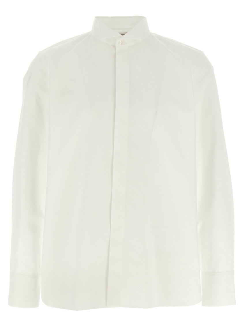 Saint Laurent Flap Collar Shirt With Long Sleeves In White