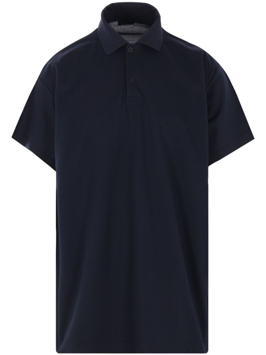 Balenciaga Logo's Polo Shirt In Blue