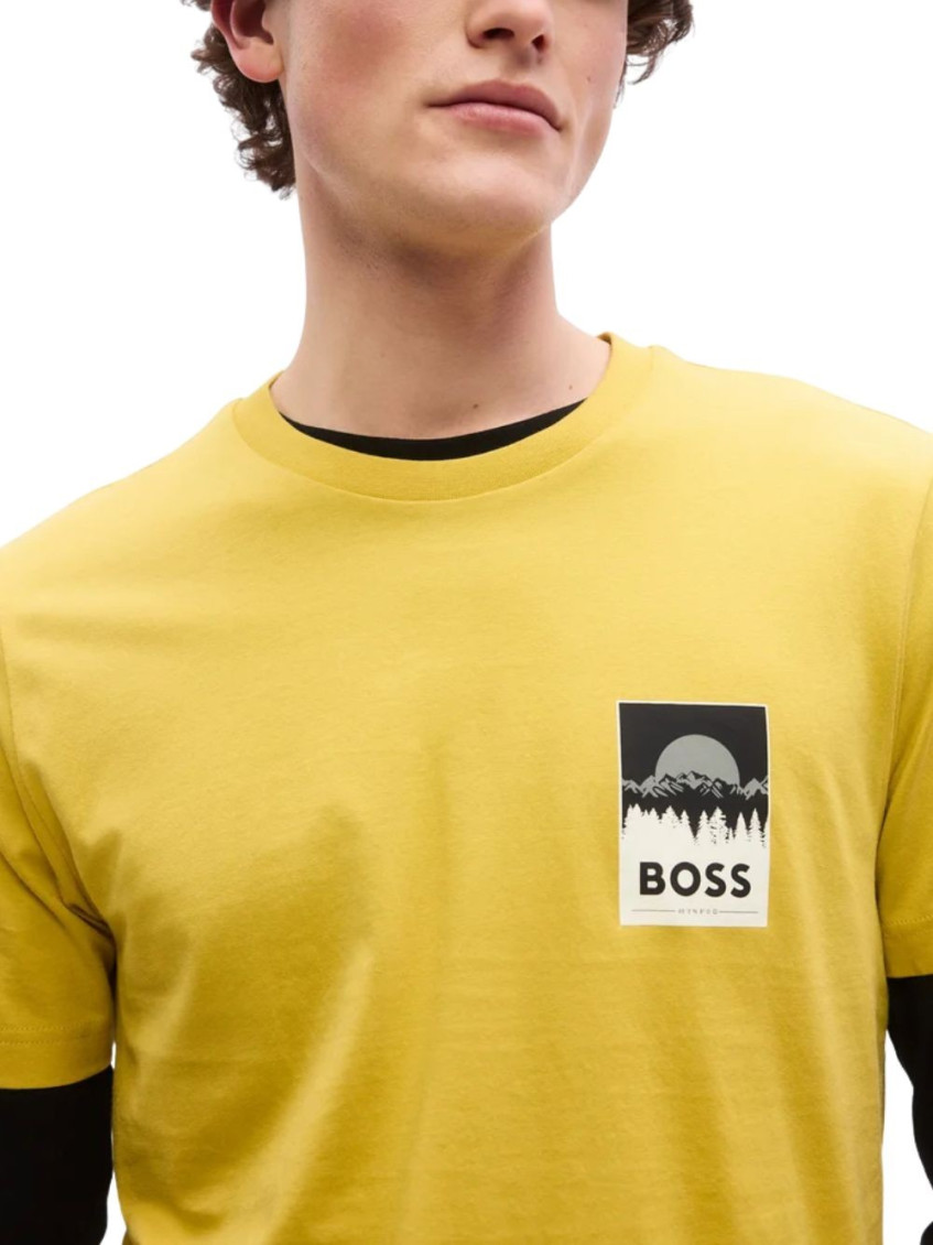 Hugo Boss Yellow Logo T-shirt for Men Online India at Darveys.com
