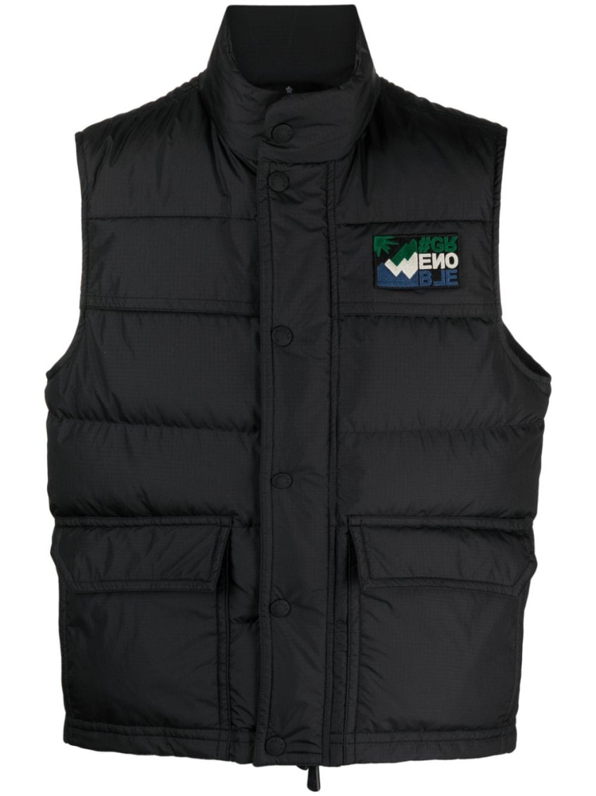 Shop Moncler Black Logoed Down Jacket