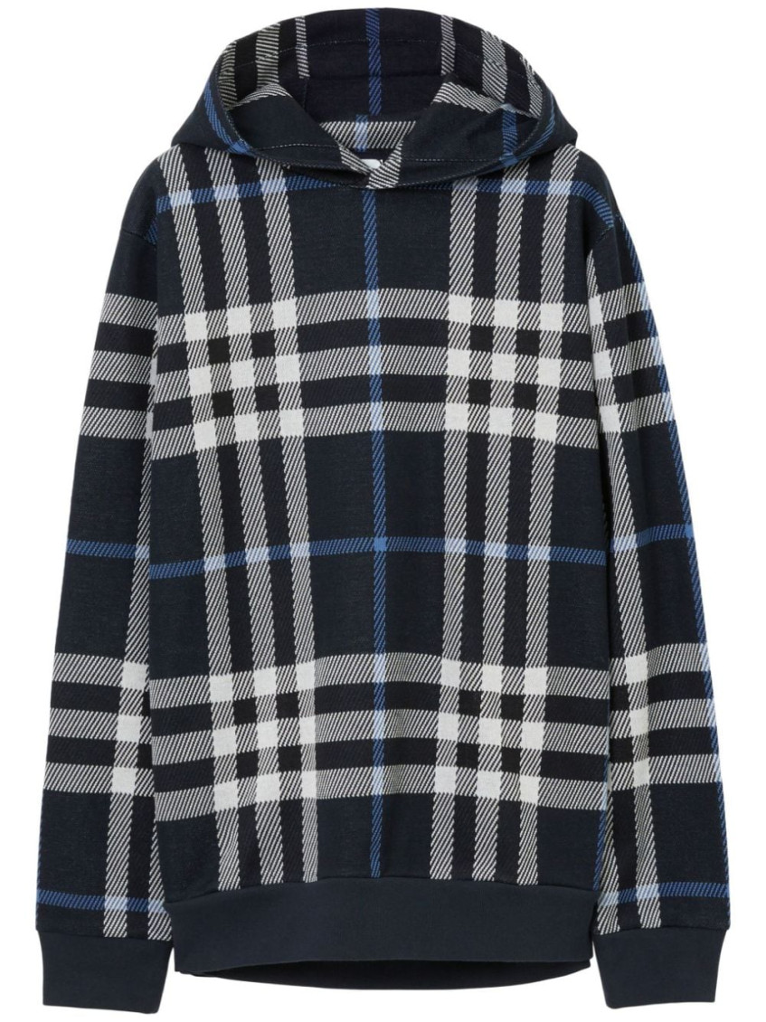 Burberry Navy Blue Check Hoodie