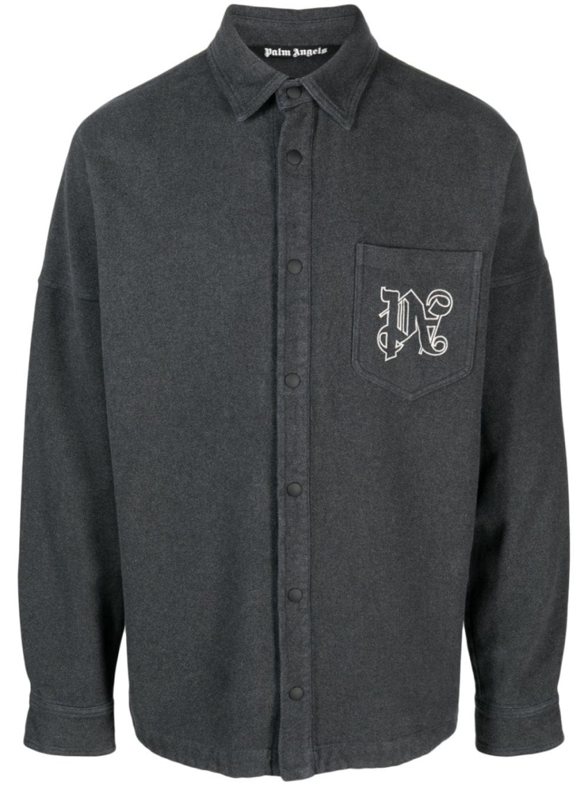 Palm Angels Pa Monogram Overshirt In Black