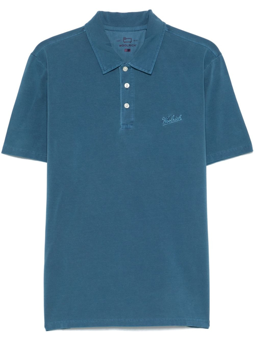 Woolrich Blue Logo Patch Short Sleeved Polo