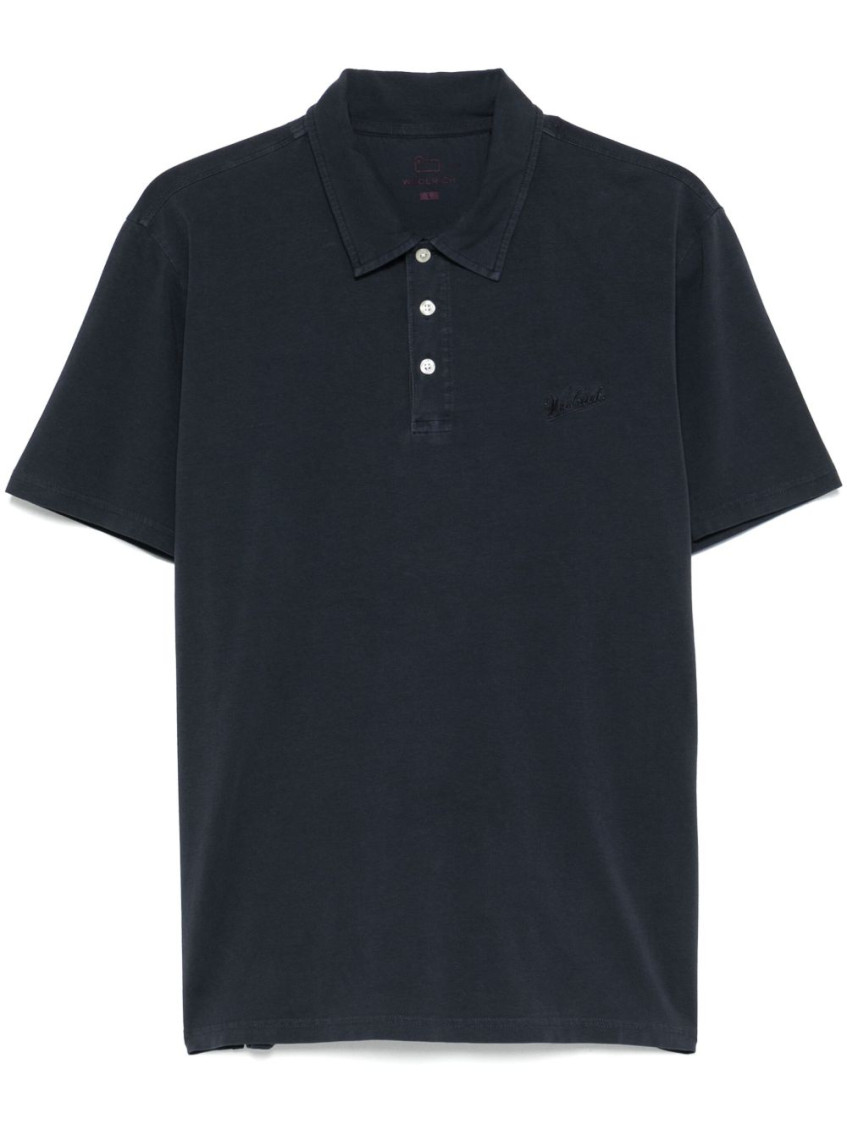 Woolrich Navy Blue Logo Embroidered Polo
