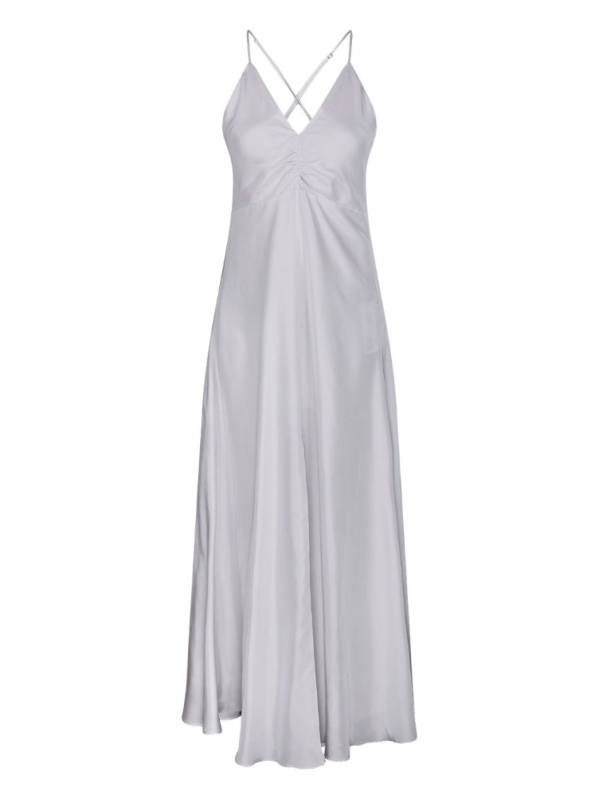 Shop Forte Forte Grey Long Silk Slip Dress