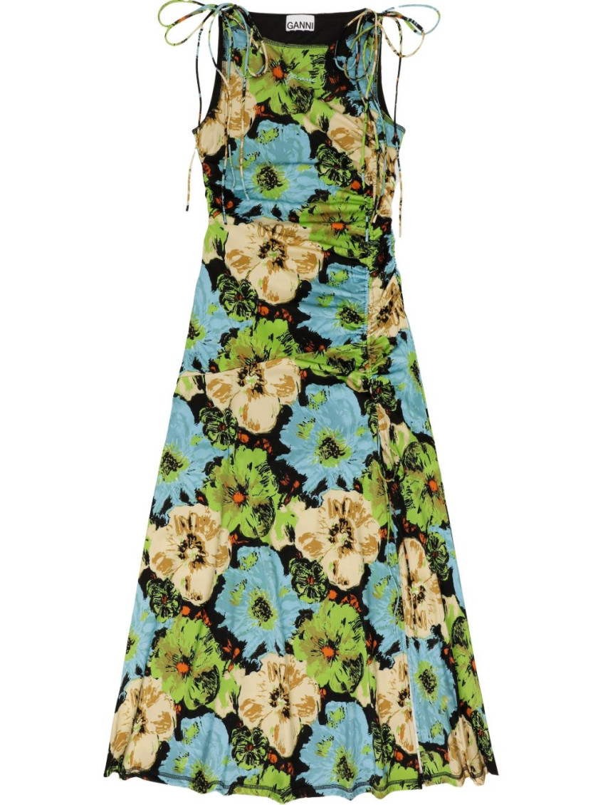 Ganni Multicolor Printed Midi Dress