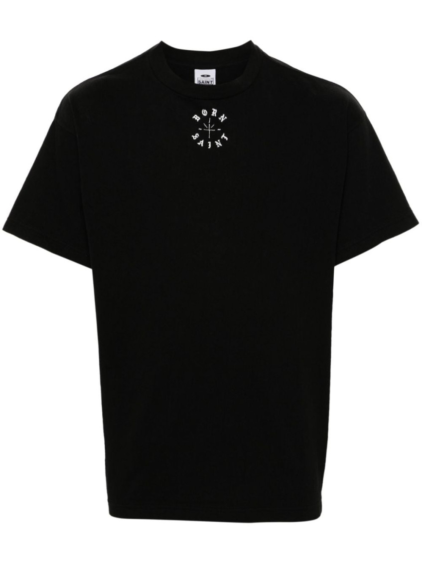 Saint Mxxxxxx Black Crewneck Logo Print T-shirt