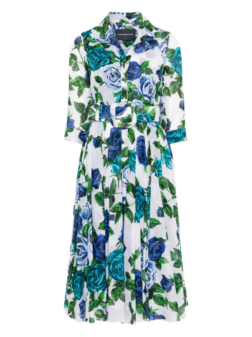 Samantha Sung Aster Printed Cotton Shirtdress