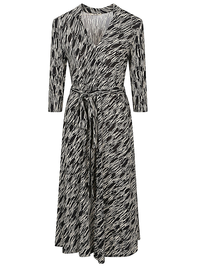 Siyu Black Printed Midi Dress