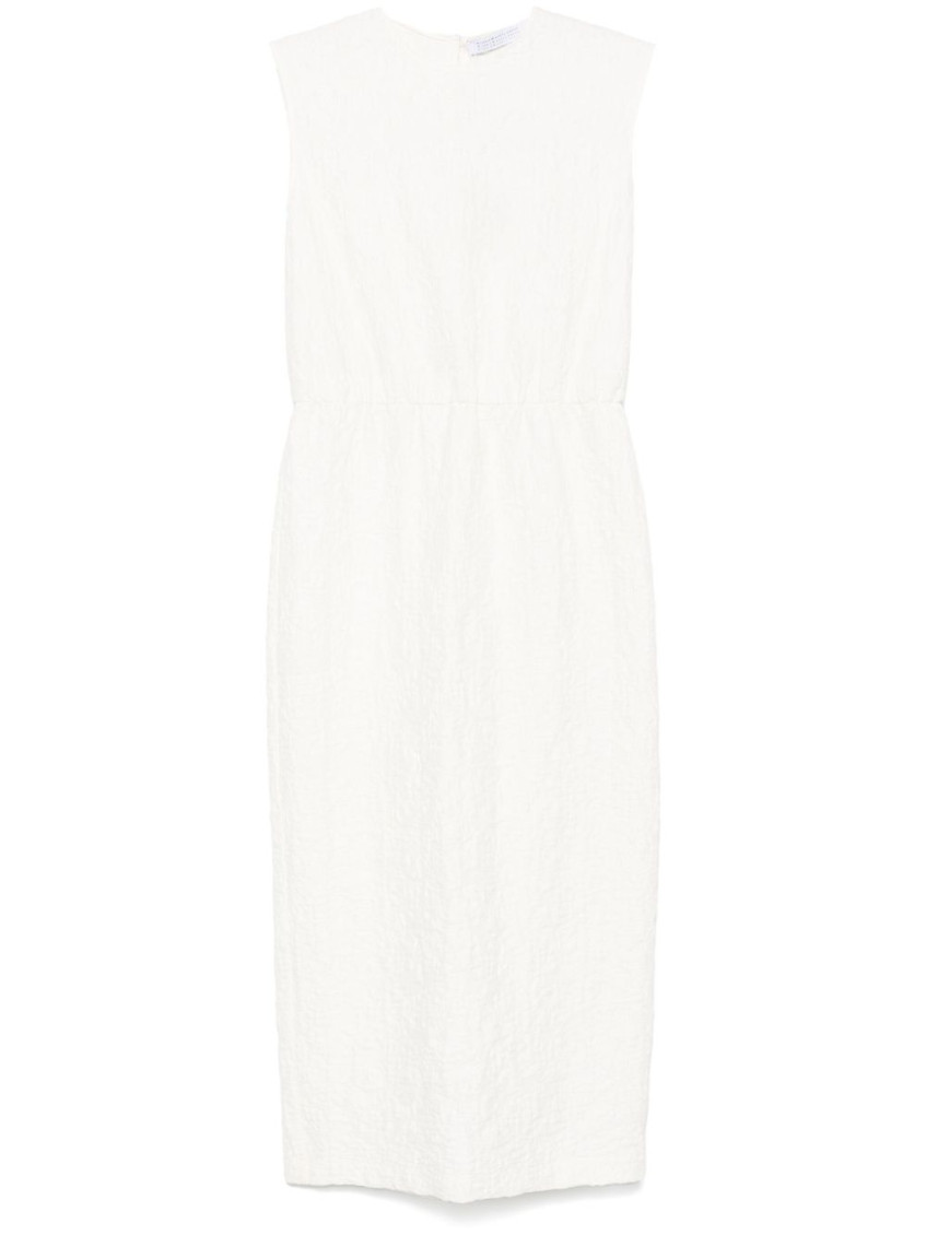 Harris Wharf London White Crinkled Midi Dress