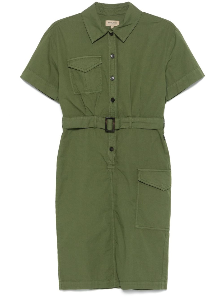 Woolrich Green Belted Midi Dress