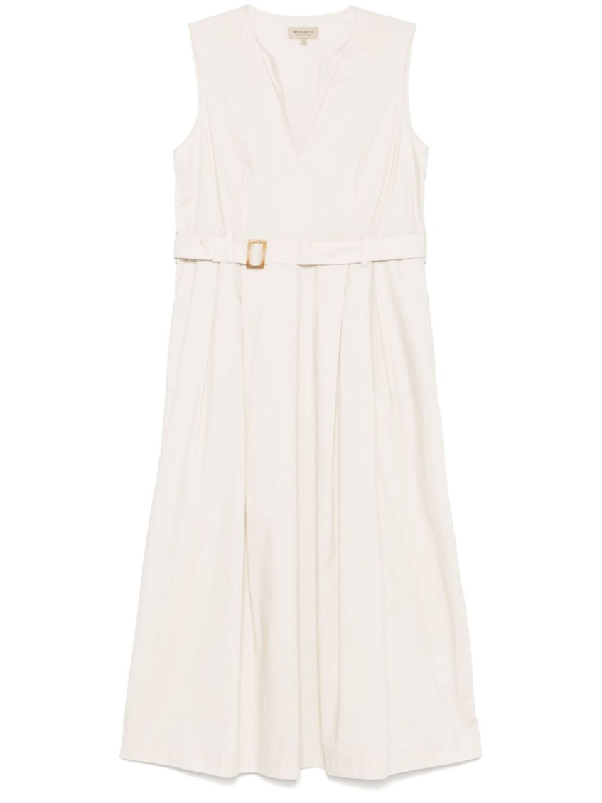 Woolrich Beige Belted Waist Midi Dress