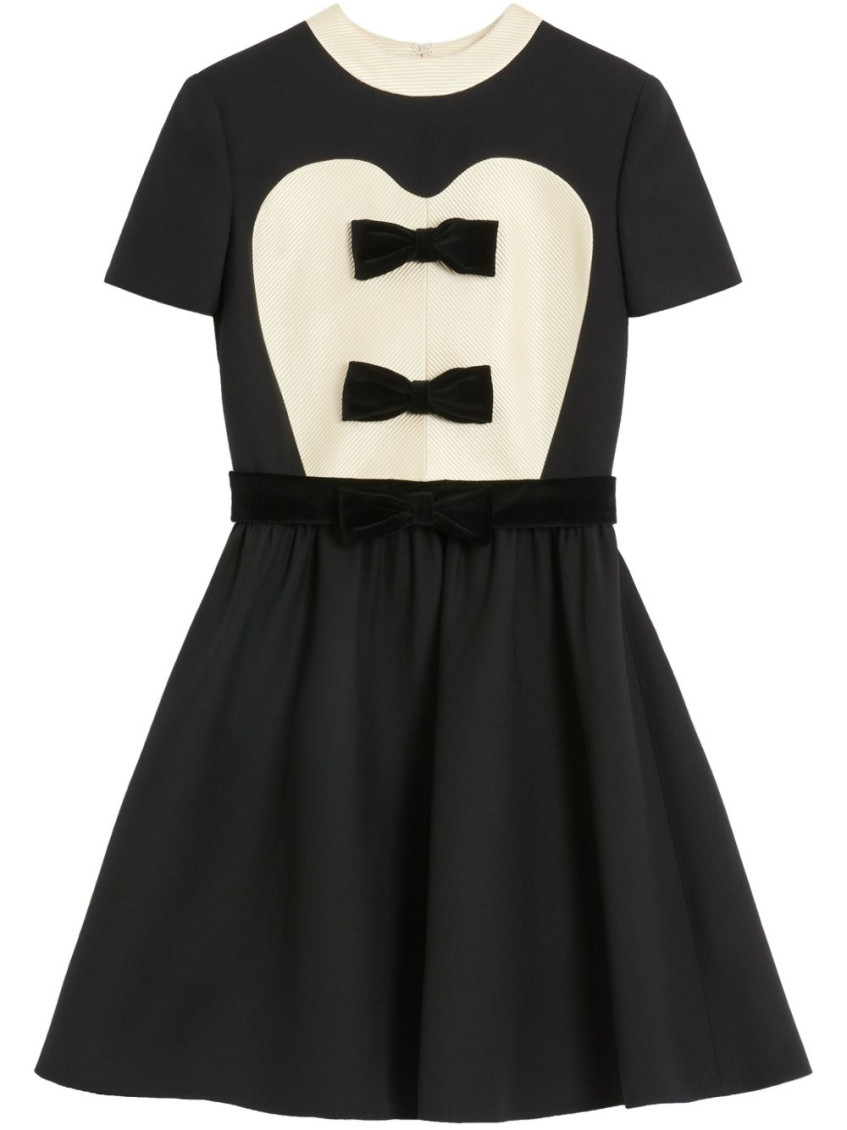 Valentino Double-bow Mini Dress In Wool