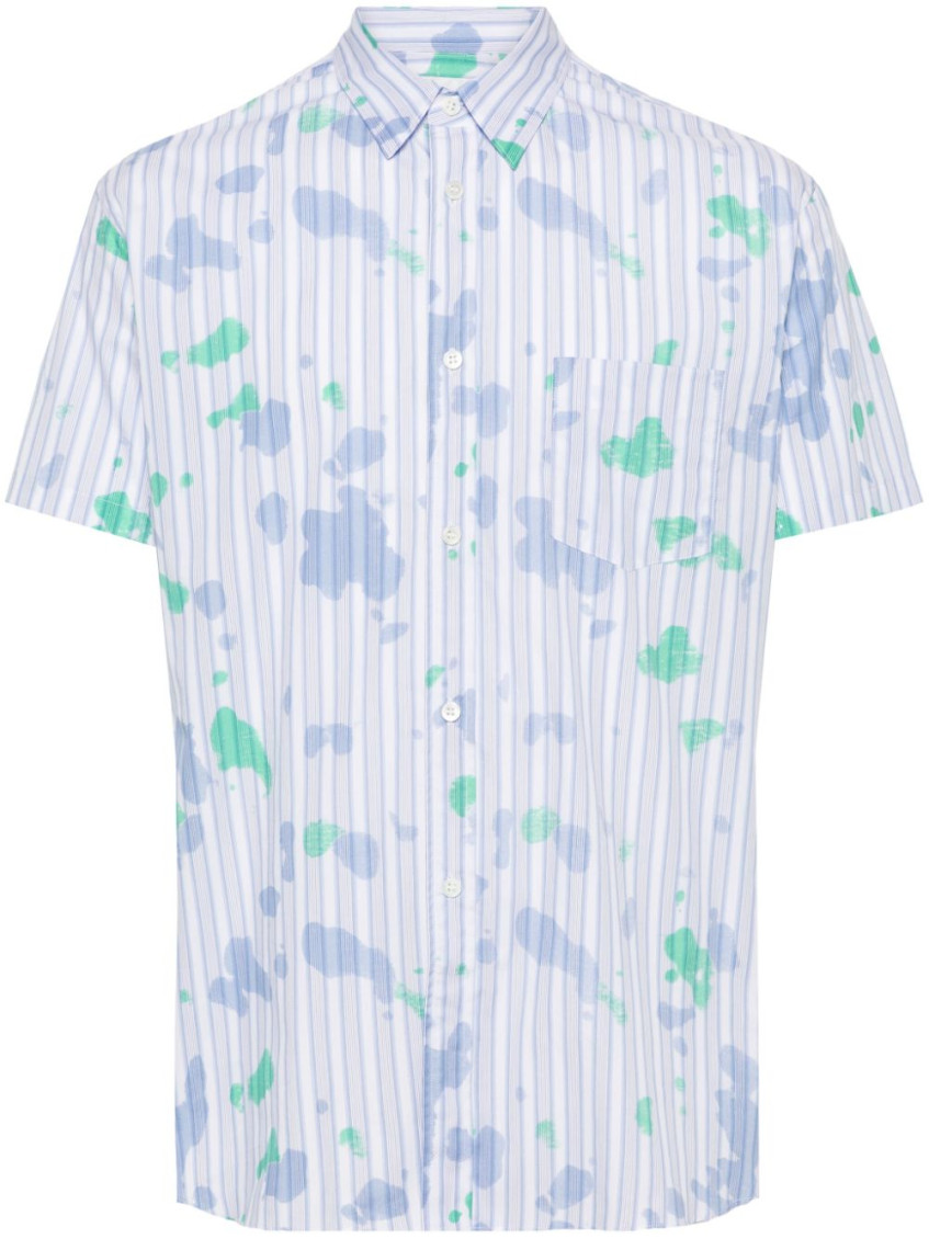 Comme Des Garçons Cotton Shirt With Printed Halo Stripe