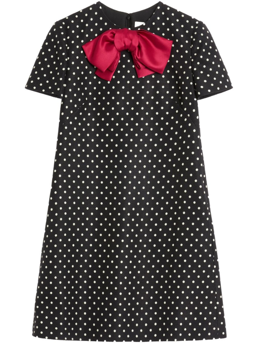 Valentino Mini Dress With Polka Dot Print And Bow Detail