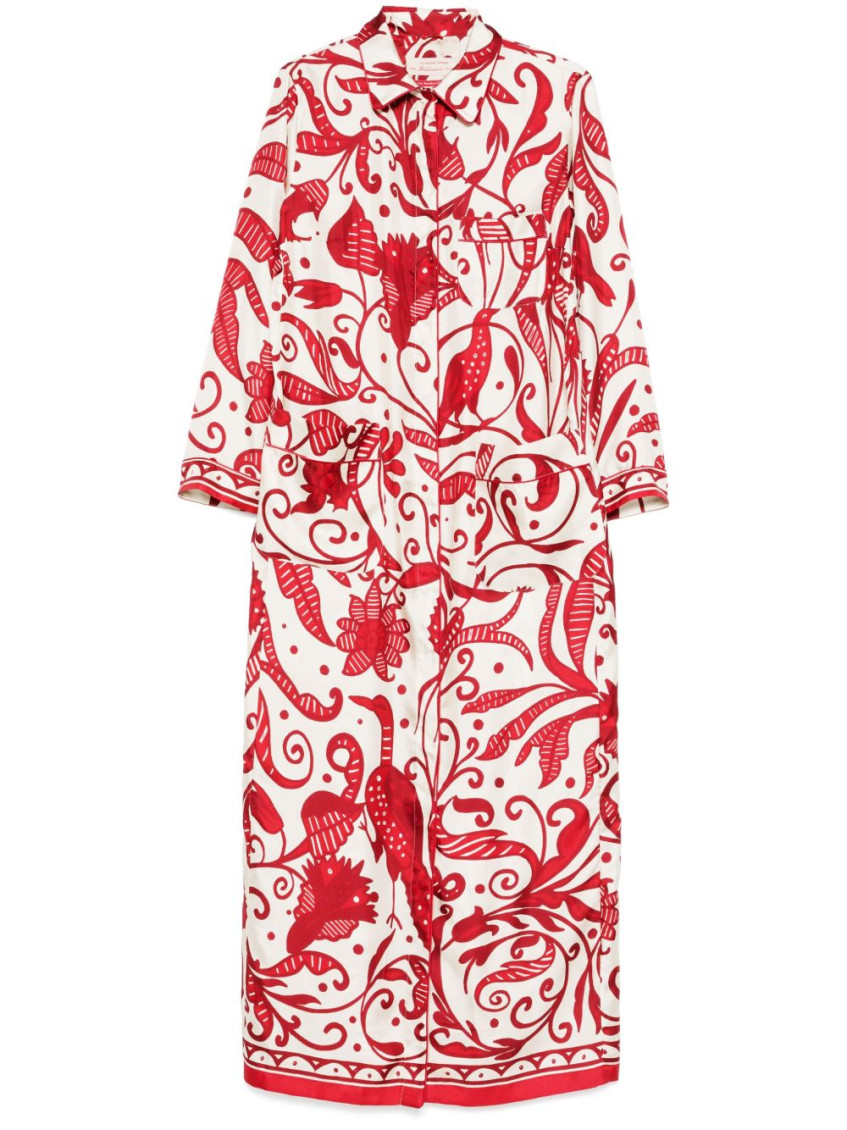 F.r.s For Restless Sleepers Printed Silk Long Shirtdress