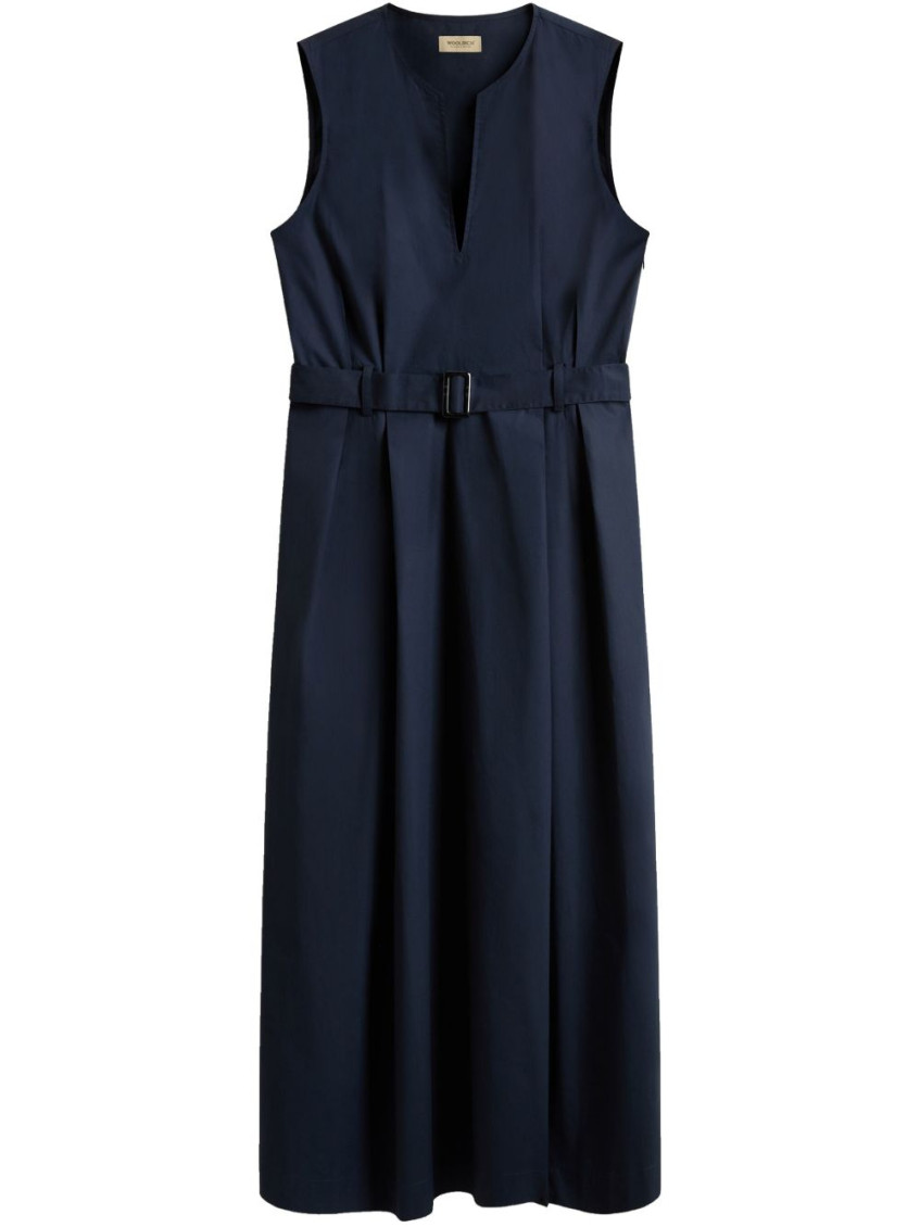 Woolrich Blue Cotton Long Belted Dress