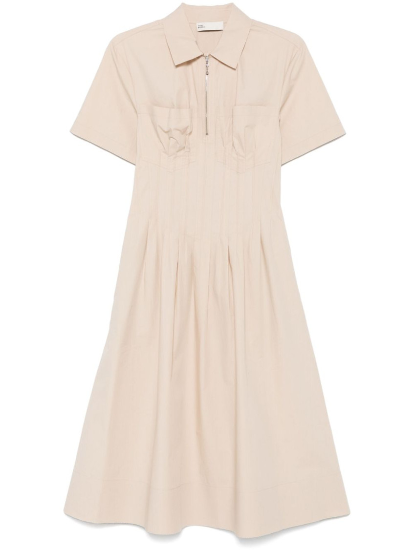 Tory Burch Beige Poplin Pleat-waist Dress
