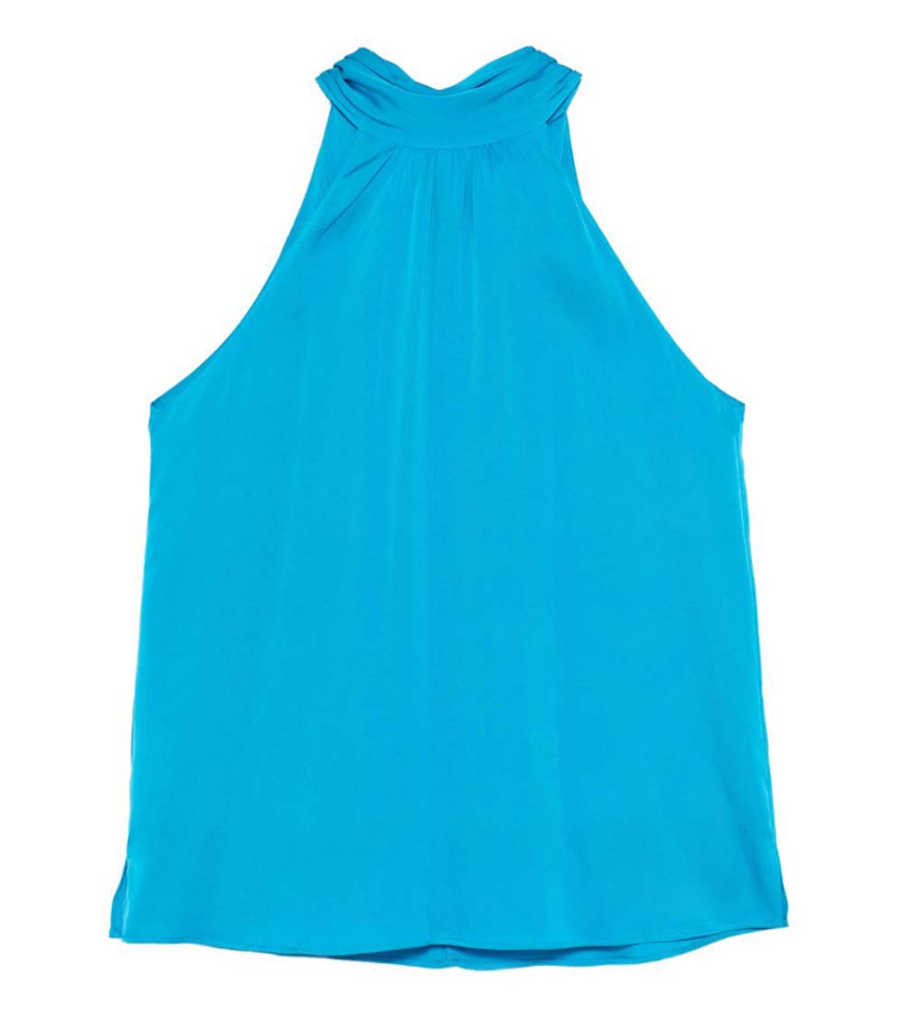 Silk95five Sky Blue Halter Neck Top