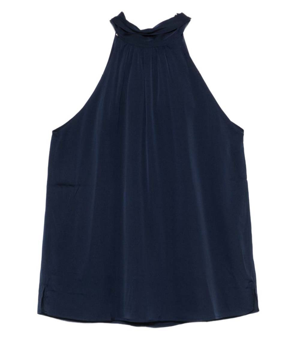 Silk95five Blue Halter Neck Top