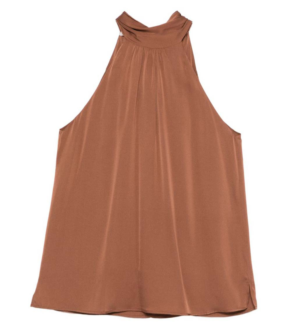 Silk95five Light Brown Halter Neck Top
