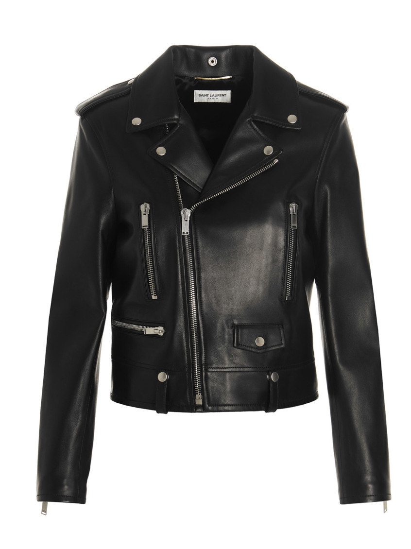 Saint Laurent Leather Jacket In Black