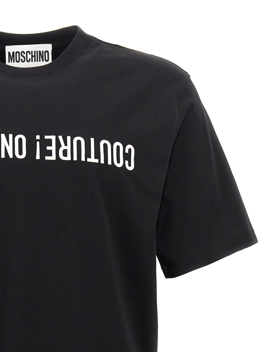 Moschino Black Logo Embroidery T-shirt for Men Online USA at