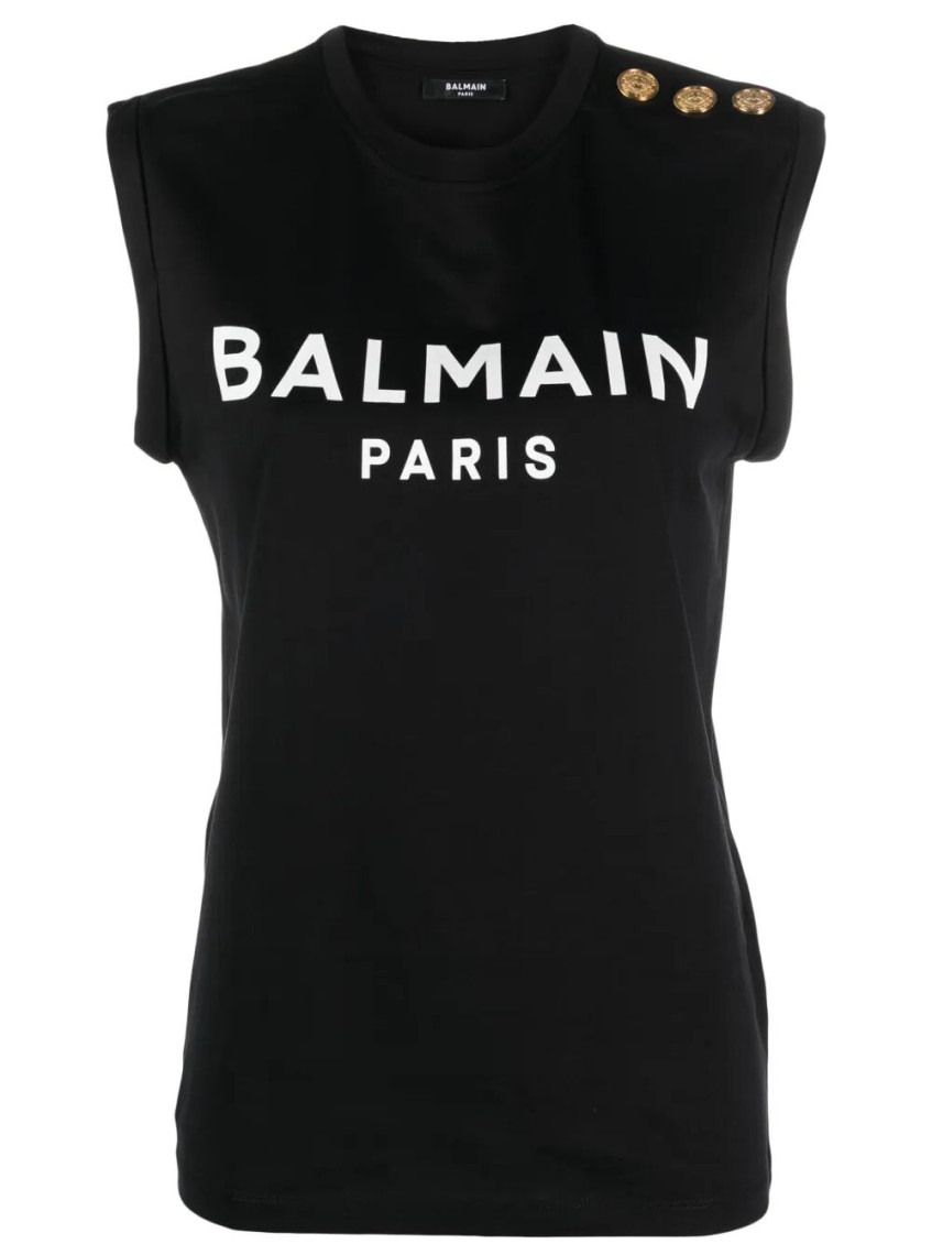 Balmain Black 3 Button Tank Top
