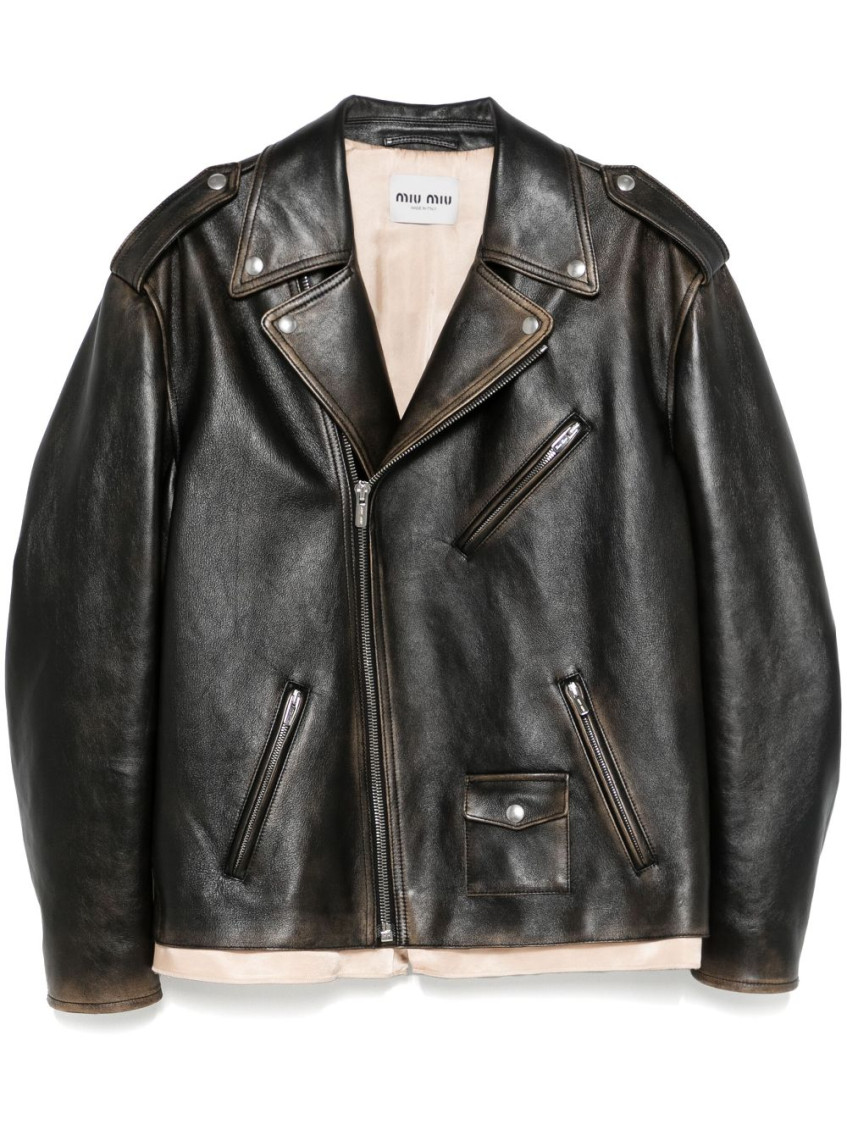 Miu Miu Black Leather Jacket for Women Online India at Darveys.com