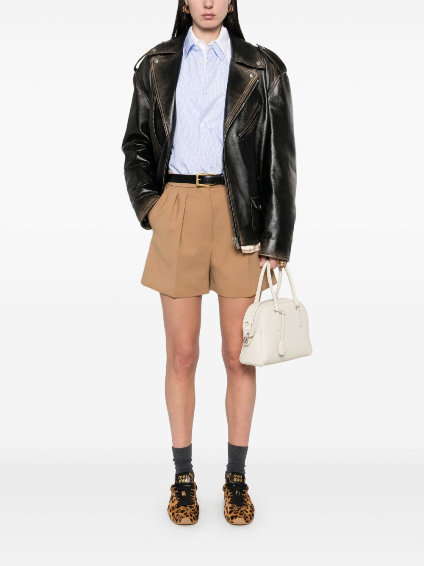 ジャケット・アウター MIU MIU Black Leather Jacket Miu Miu Black Leather Jacket for Women Online India at Darveys.com