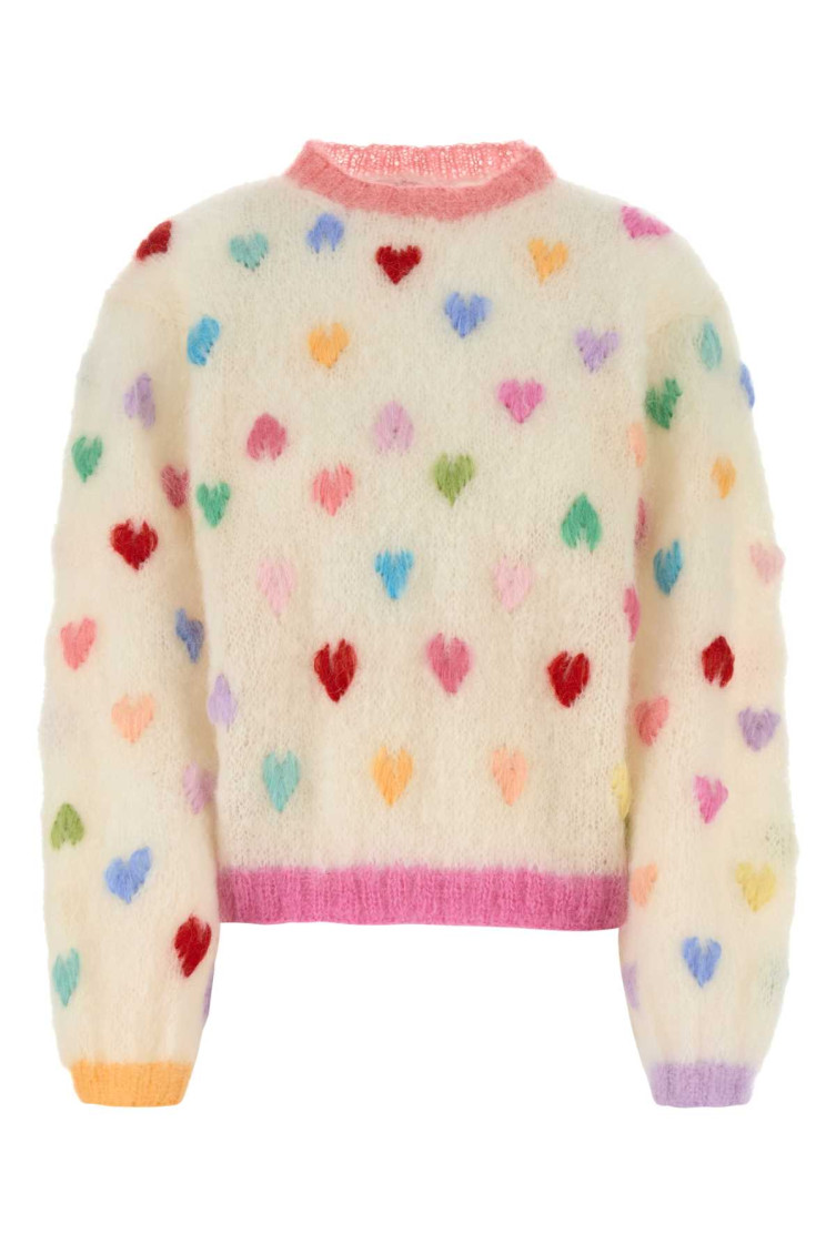 Rose Carmine Embroidered Mohair Blend Sweater In Multi