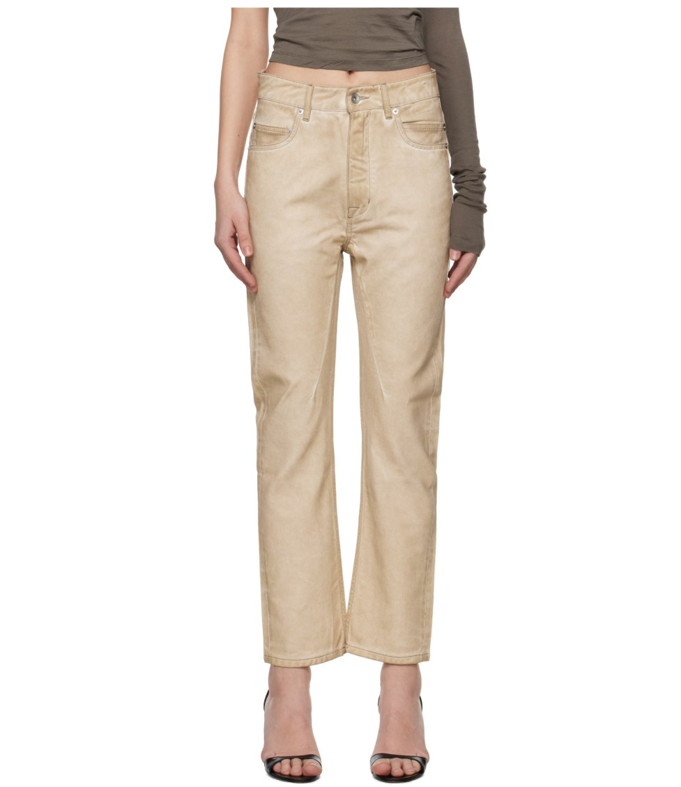 Rick Owens Beige Straight Jeans In Nude