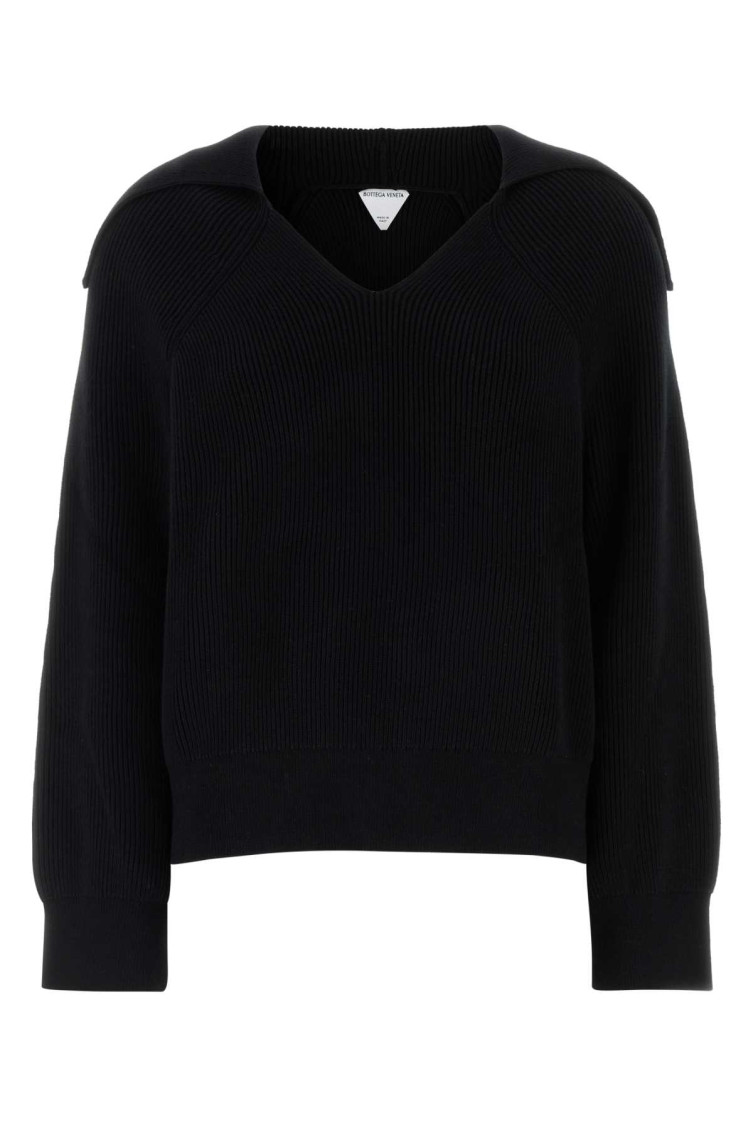 Bottega Veneta Black Stretch Cotton Blend Polo Shirt