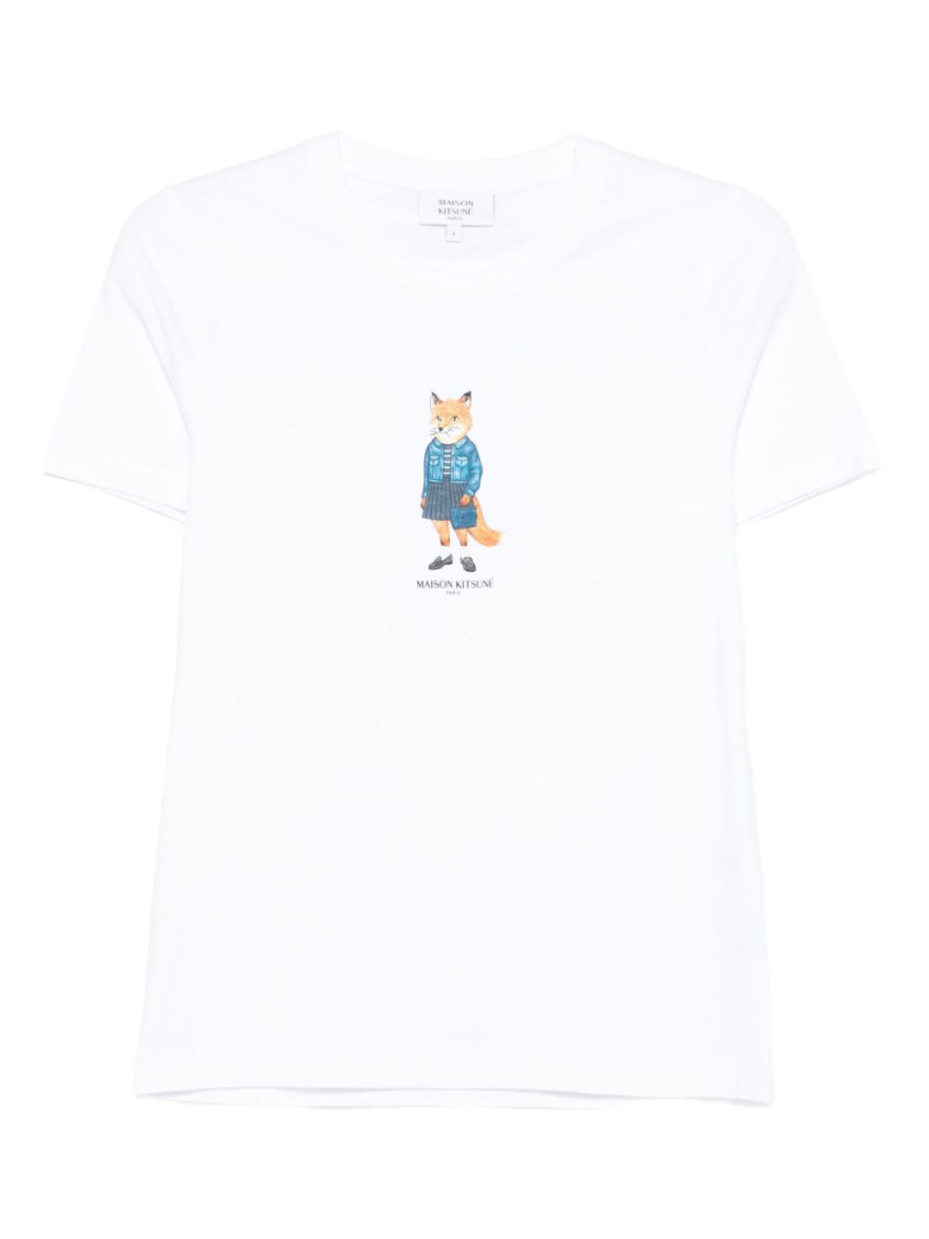 Maison Kitsuné White Dressed Fox Cotton T-shirt In Multi