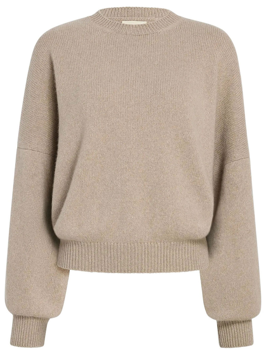 Khaite Beige Solid Crew Neck Sweater In Neutral
