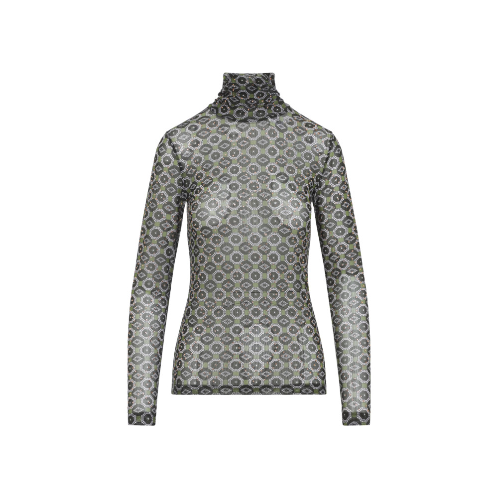 Dries Van Noten Geometric Pattern Turtleneck Long Sleeve Sweater In Multi