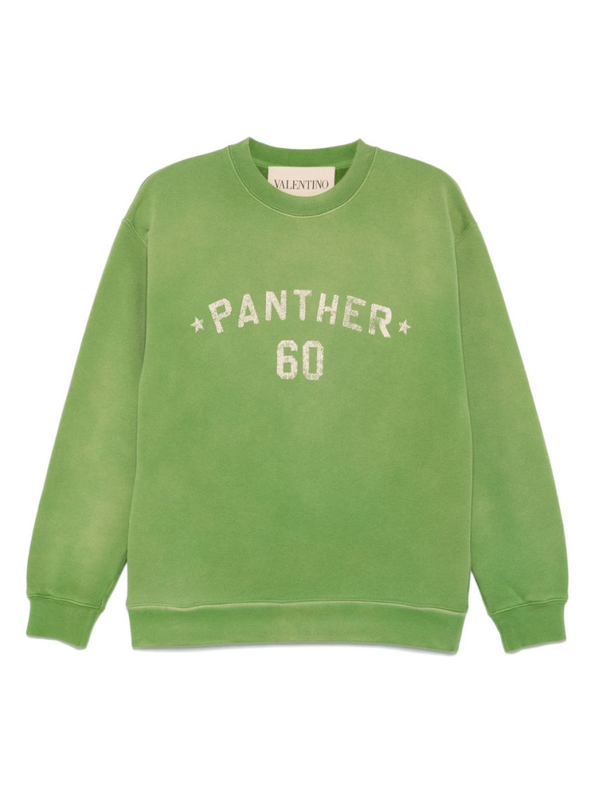 Valentino Mens  Garavani Chez--patch Crewneck Cotton-jersey Sweatshirt In Green