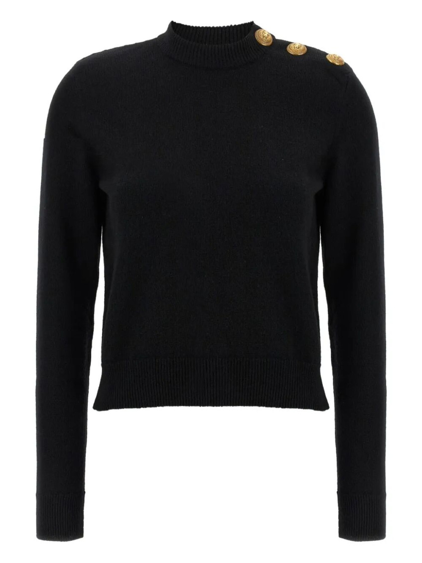 Balmain Eco-cashmere Button Sweater Sweaters And Cardigans Black In Black